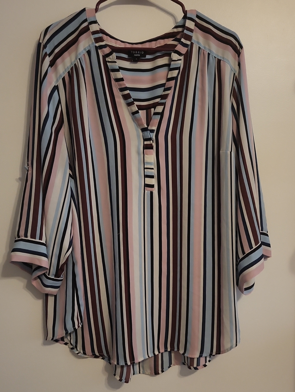 torrid 3x Pink, Light Blue & Black Vertical Stripe Tunic